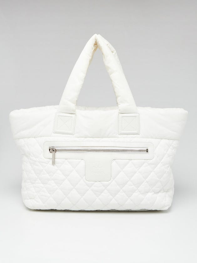 Chanel Dark White Quilted Nylon Coco Cocoon Tote Bag
