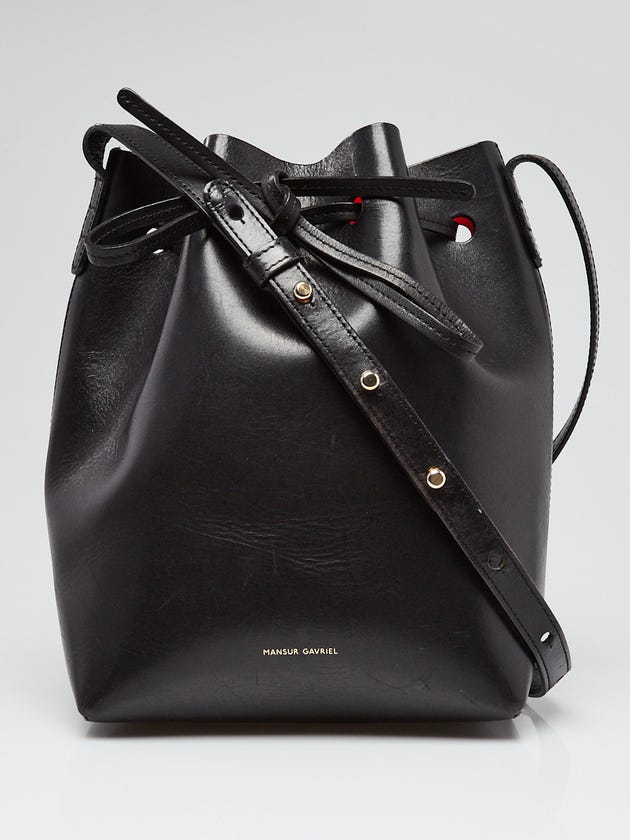 Mansur Gavriel Black Leather Mini Bucket Bag