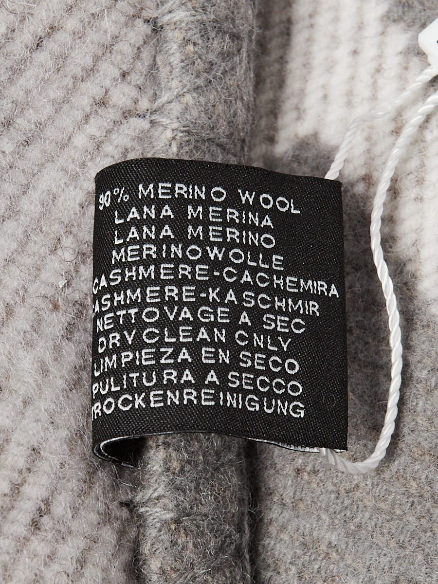Hermes Grey/Beige Merino Wool/Cashmere Avalon Throw Blanket