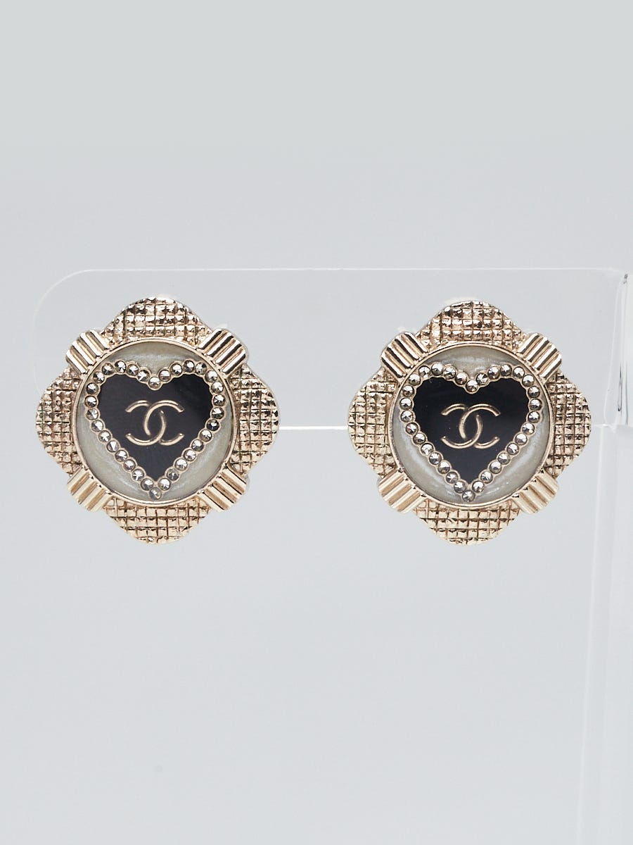 Chanel metal and hot sale resin earrings