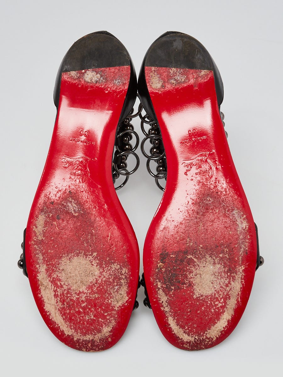 Christian Louboutin Black Leather and Snakeskin Gypsoflat Christian Louboutin Black Leather and Snakeskin Gypsoflat