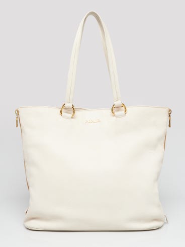 Prada Talco Cervo Leather Large Shopping Tote Bag BR4372