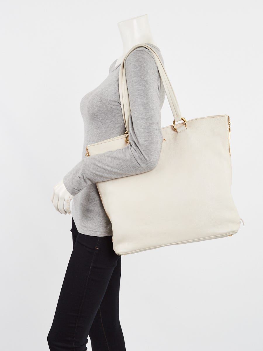 Prada Talco Cervo Leather Large Shopping Tote Bag BR4372