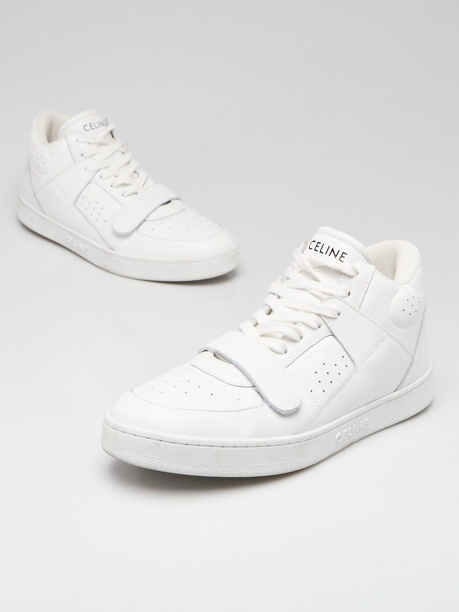 Celine White Leather High Top CT. 02 Mid Sneakers Size 8.5/39 