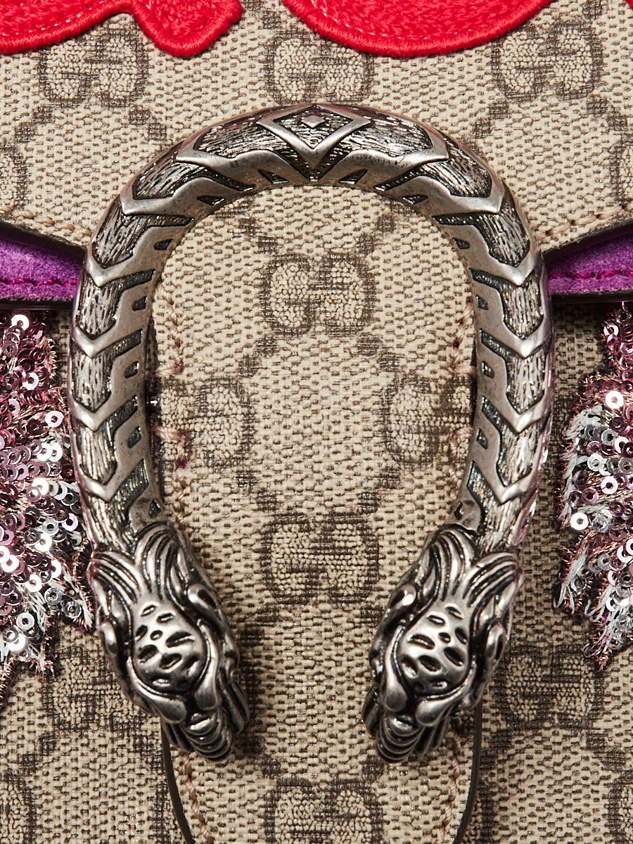 Gucci Original GG Supreme Canvas Embellished Dionysus Shoulder Bag Small  QFB1I20LKH003