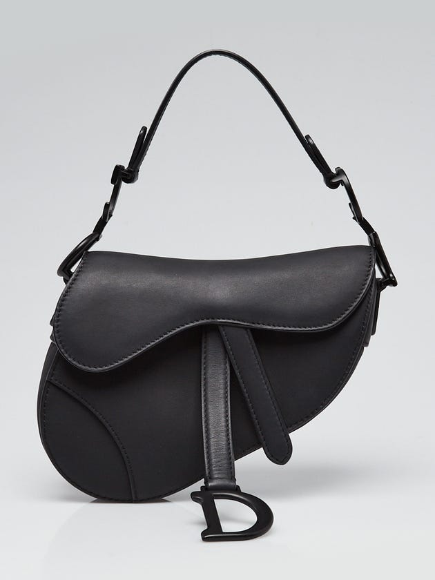 Christian Dior Black Ultramatte Leather Mini Saddle Bag