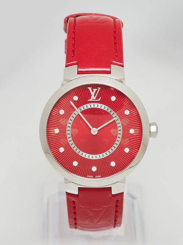 Louis Vuitton 28mm Cerise Monogram Vernis And Diamond Saint Valentin Quartz Watch