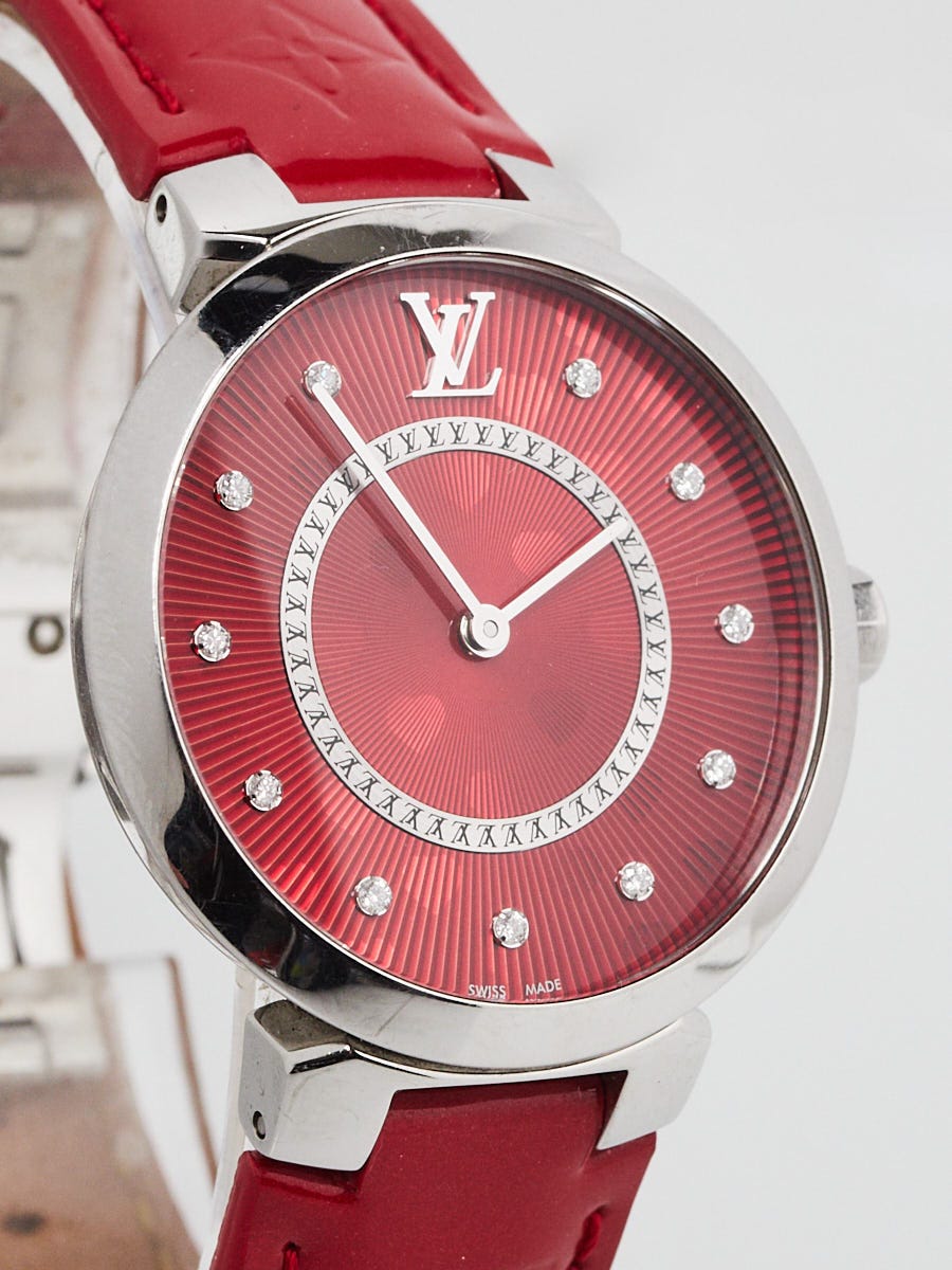 Louis Vuitton 28mm Cerise Monogram Vernis and Diamond Saint Valentin Quartz Watch