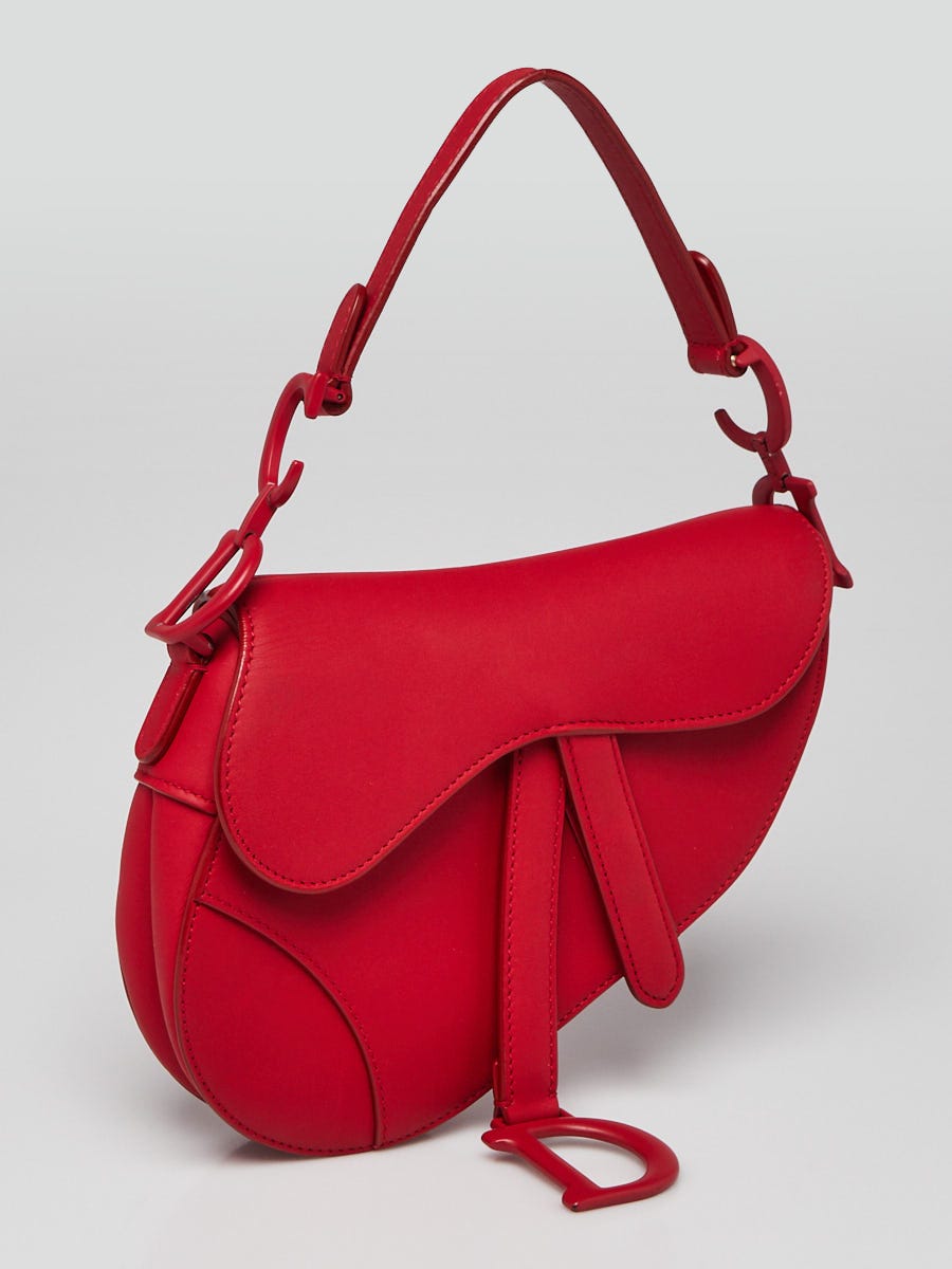 Christian Dior Red Ultramatte Leather Mini Saddle Bag Yoogi s Closet