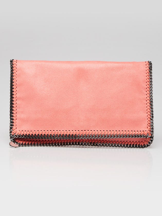 Stella McCartney Pink Shaggy Deer Faux-Leather Falabella Fold Over Clutch Bag