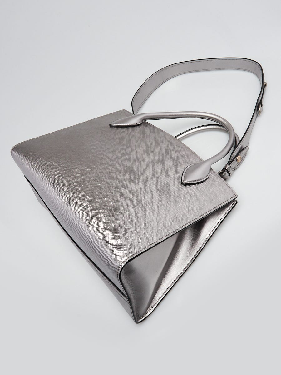 Prada Cromo Saffiano Leather Monochrome Tote Bag 1BA155 - Yoogi's