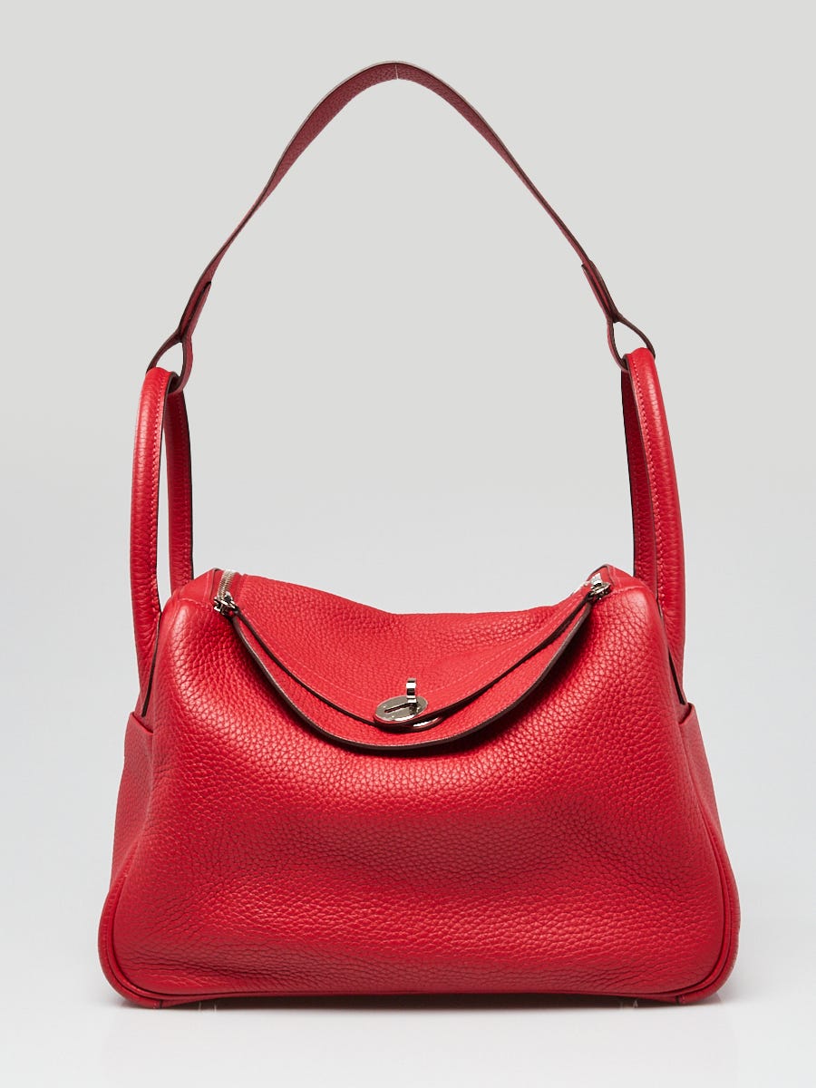 Hermes Lindy Bag Clemence Leather Palladium Hardware In Red