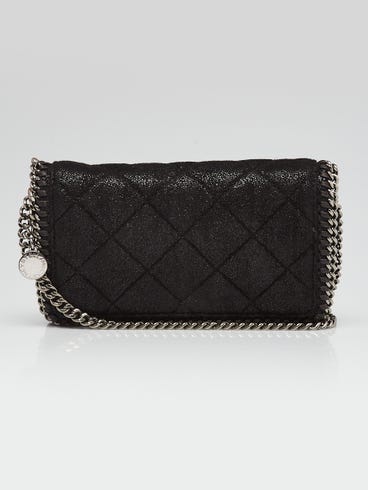 Stella McCartney Black Quilted Shaggy Deer Faux Leather Falabella Flap Crossbody Bag