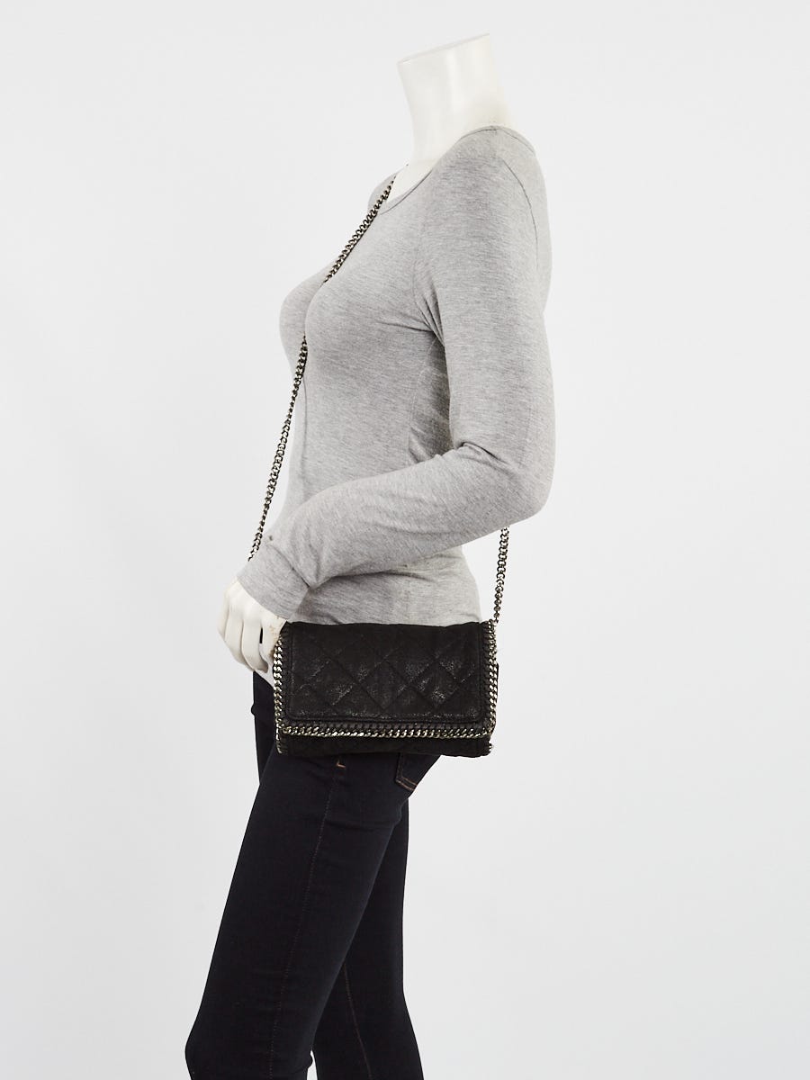 Stella McCartney Black Quilted Shaggy Deer Faux Leather