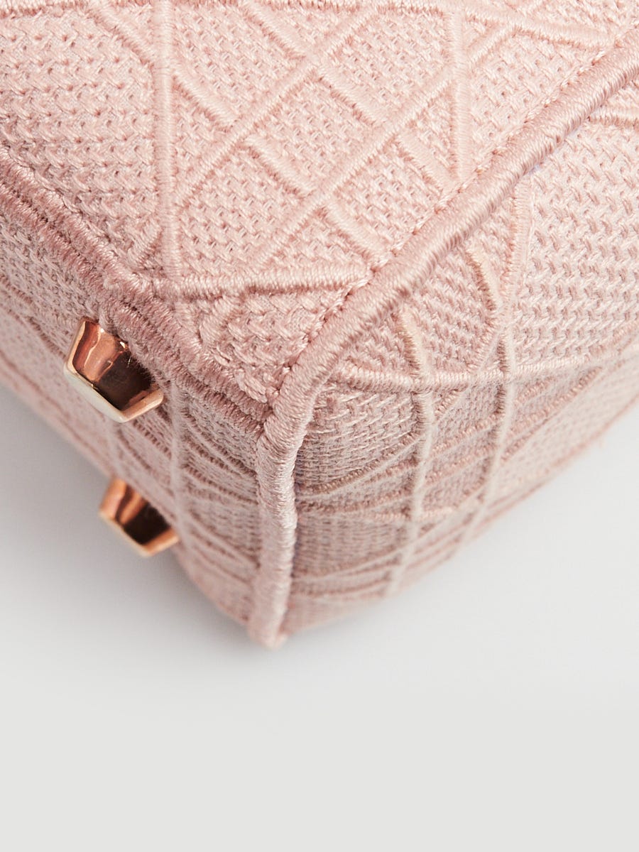 Christian Dior Light Pink Cannage Embroidery Canvas Medium