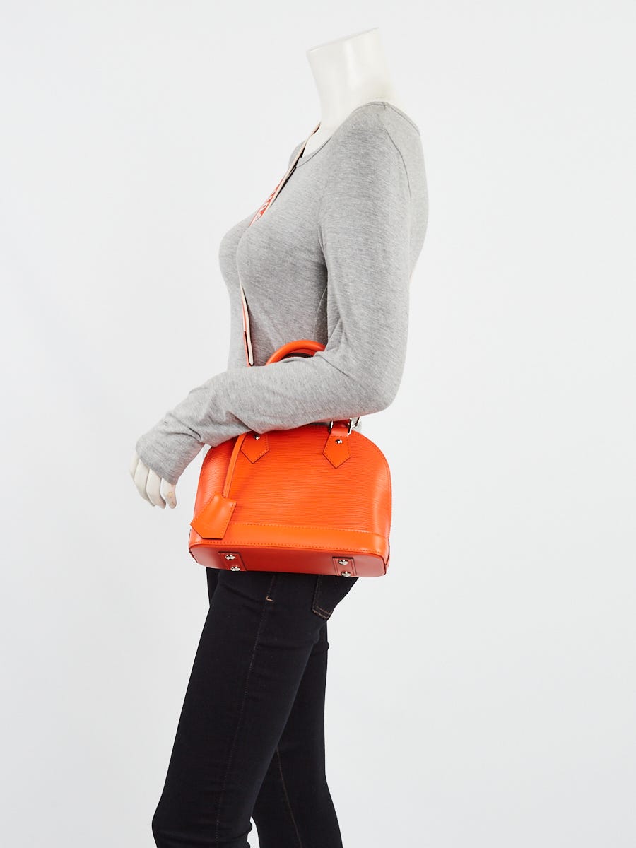 Louis Vuitton Alma BB Noir Epi Leather Bag with Jacquard Strap
