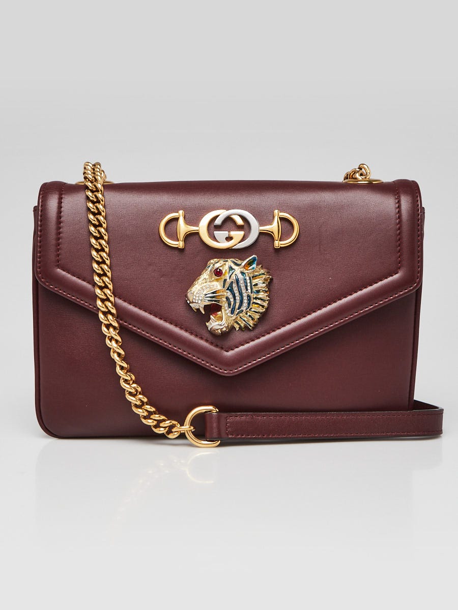 Gucci Burgundy Smooth Leather Rajah Small Shoulder Bag Yoogi s