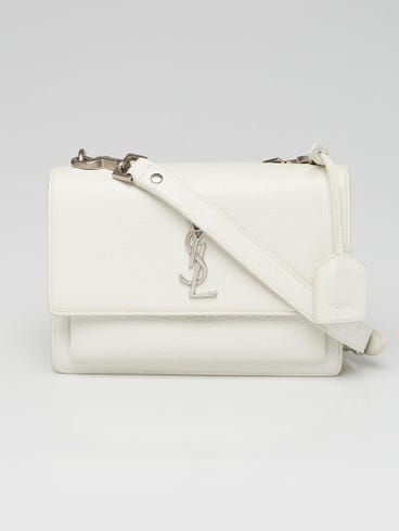 Yves Saint Laurent White Leather Medium Sunset Crossbody Bag