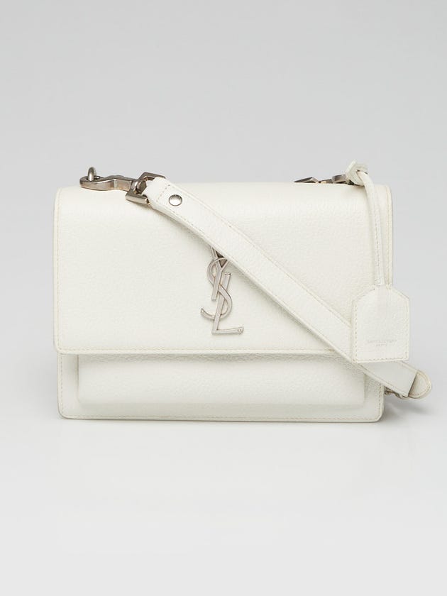 Yves Saint Laurent White Leather Medium Sunset Crossbody Bag