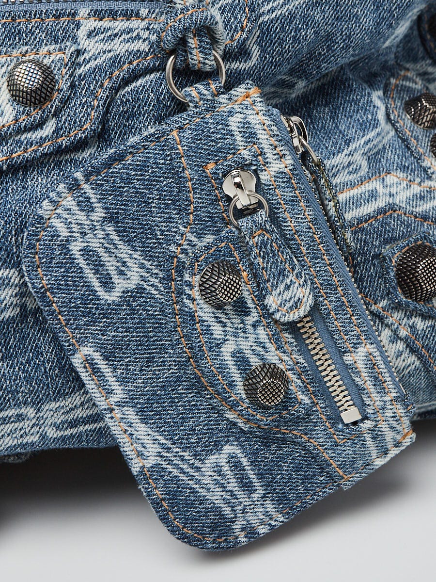 Balenciaga Blue Monogram Denim Neo Cagole City Bag | Yoogi
