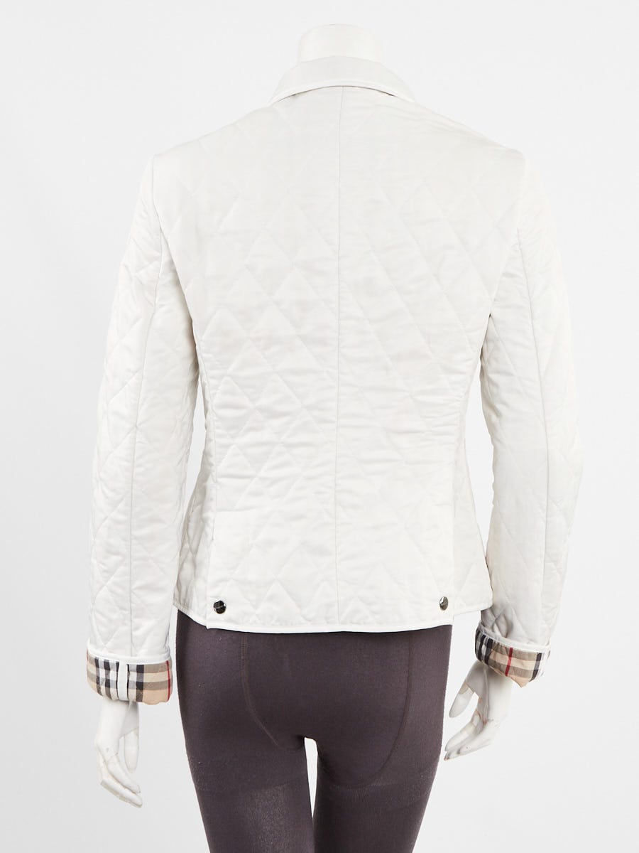 ジャケット BURBERRY Woman Jacket White 8105360 Burberry White Quilted Polyester Zip Down Jacket Size M