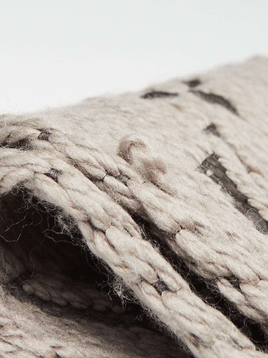 LOUIS VUITTON Wool Silk Logomania Scarf Charcoal Grey 231324