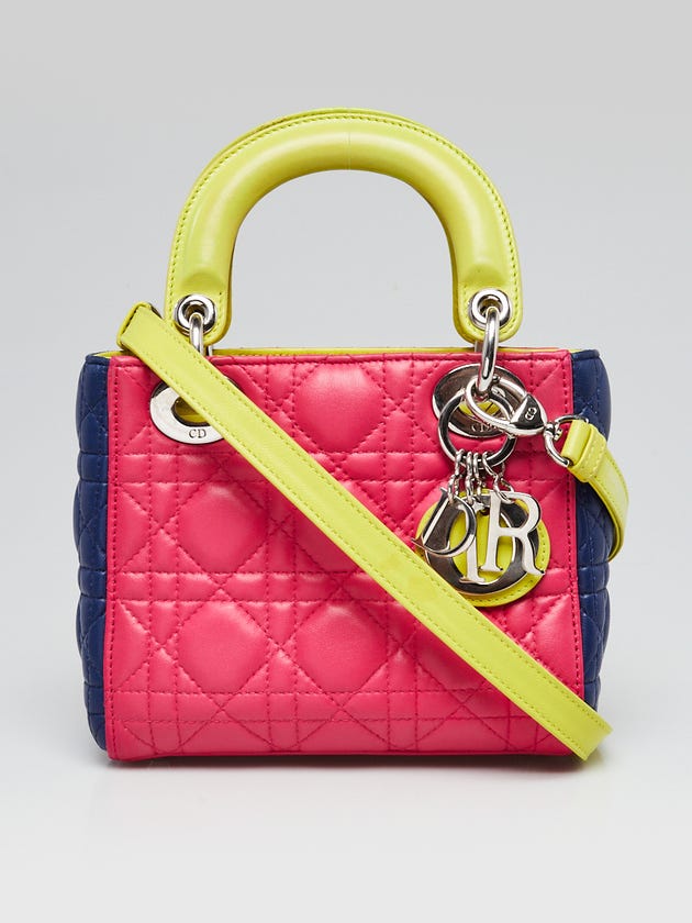 Christian Dior Multicolor Cannage Quilted Lambskin Leather Mini Lady Dior Bag