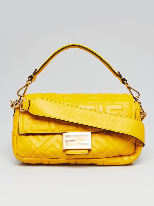 Fendi Mimosa FF Embossed Nappa Leather Baguette Bag - 8BR600
