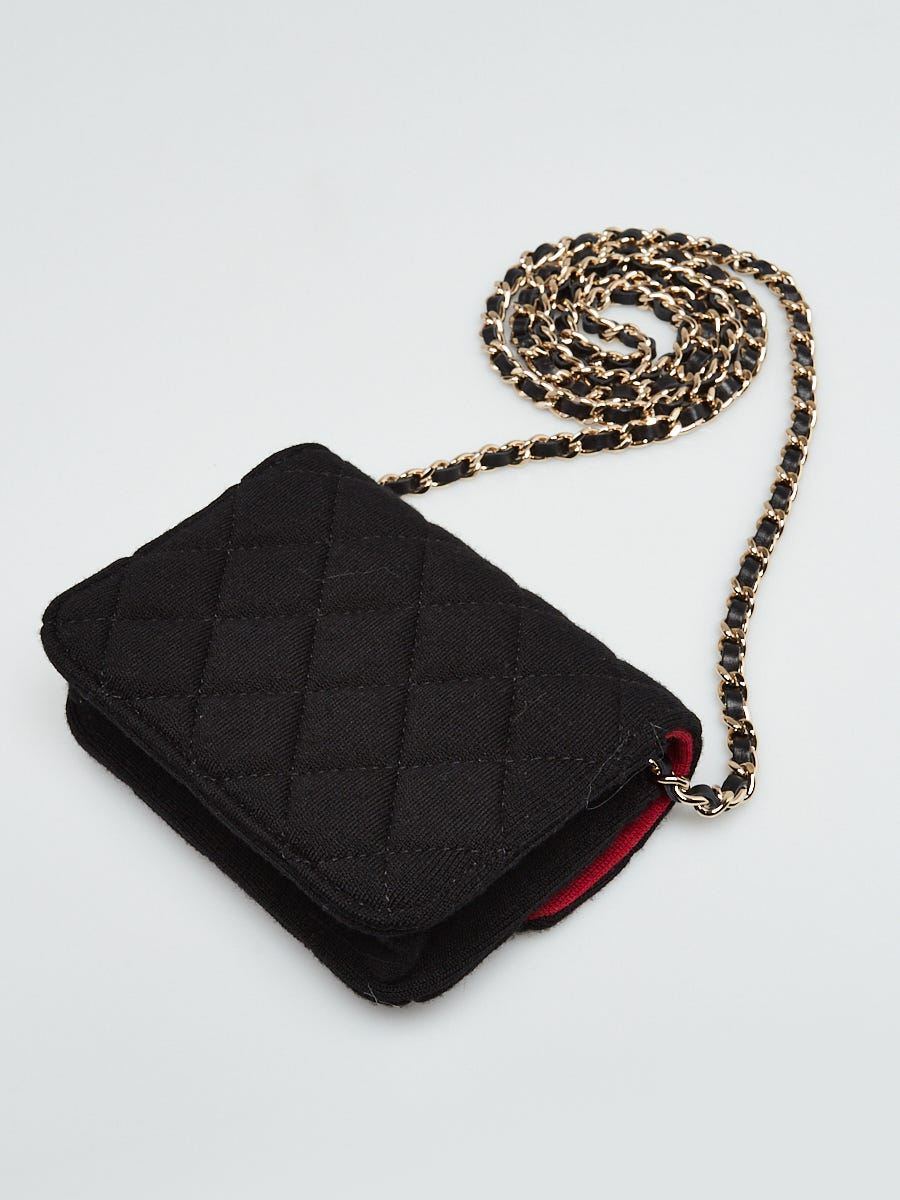 Chanel Black Quilted Jersey Fabric Mini VIP Bag - Yoogi's Closet