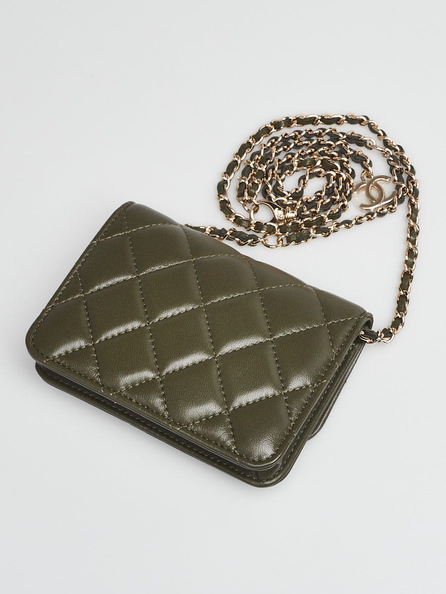Chanel Olive Green Quilted Lambskin Leather Mini VIP Waist Belt