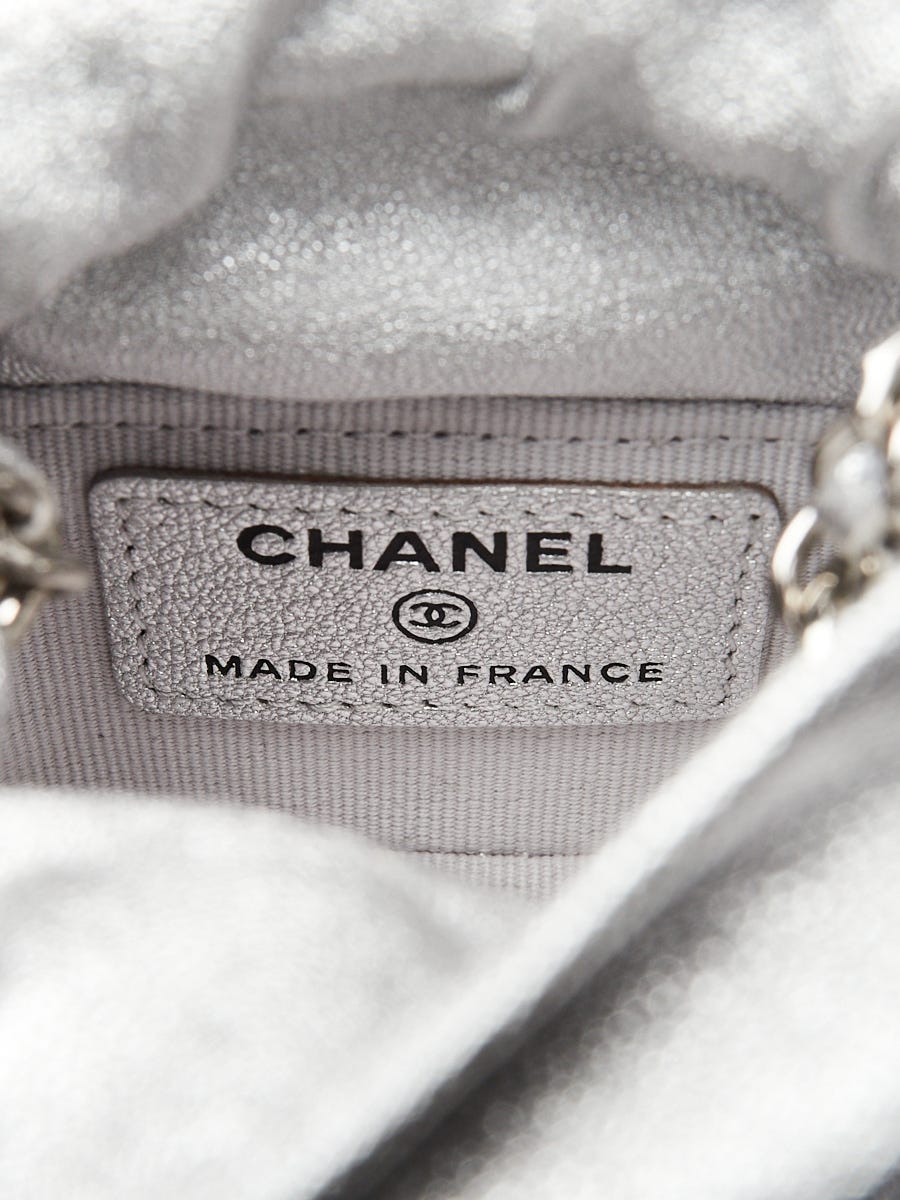 CHANEL Metallic Aged Calfskin Quilted Small Gabrielle Bucket Silver 1273422