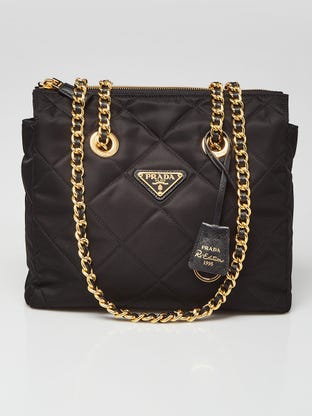 Prada Black Tessuto Nylon Belted Shoulder Bag