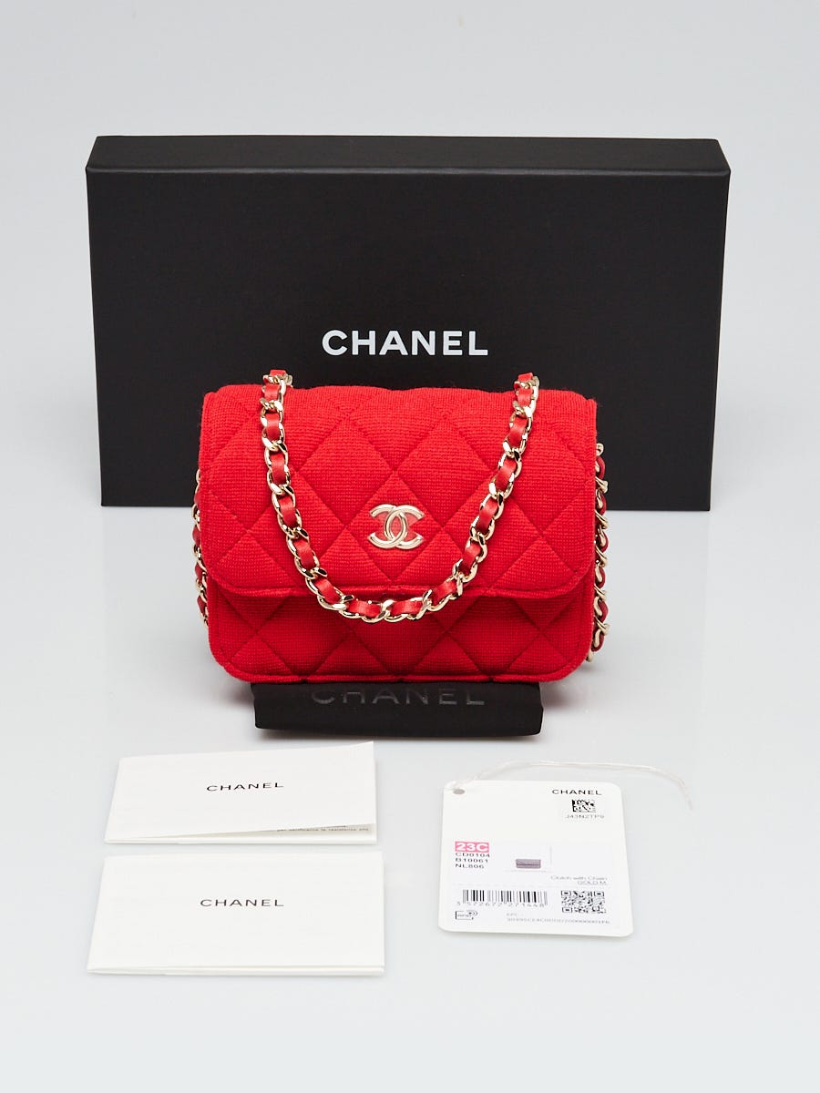 CHANEL Jersey Quilted Micro Mini Flap Red 1151711