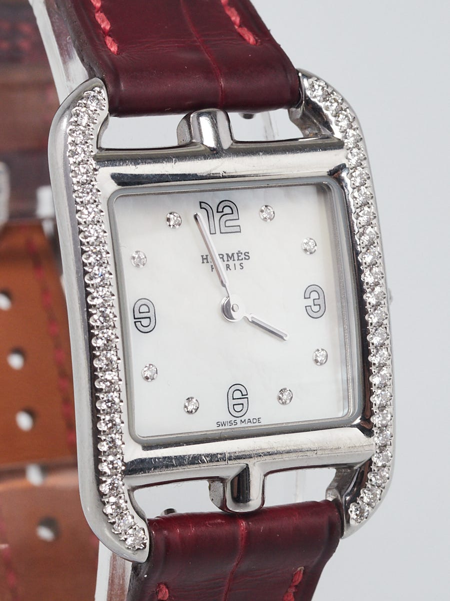 Hermes 31mm Diamond and Rouge H Alligator Small Model Cape