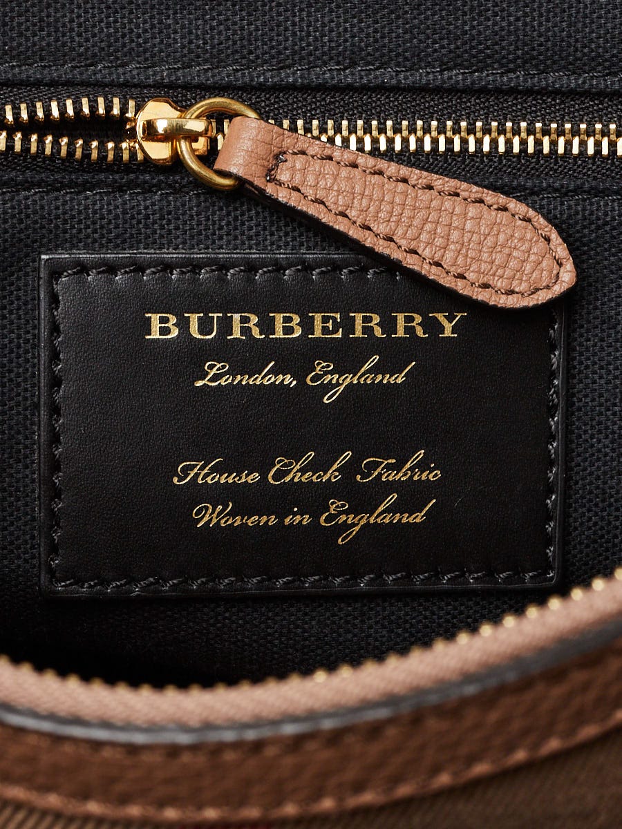 Burberry Brown Derby Leather House Check Camberley Medium Satchel
