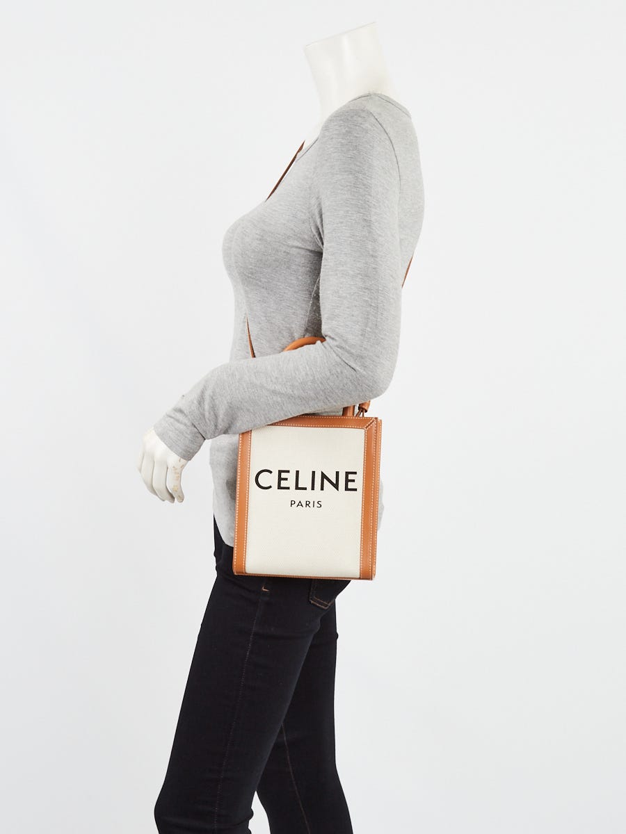 Celine Natural/Brown Sulky Print Canvas and Leather Mini Vertical