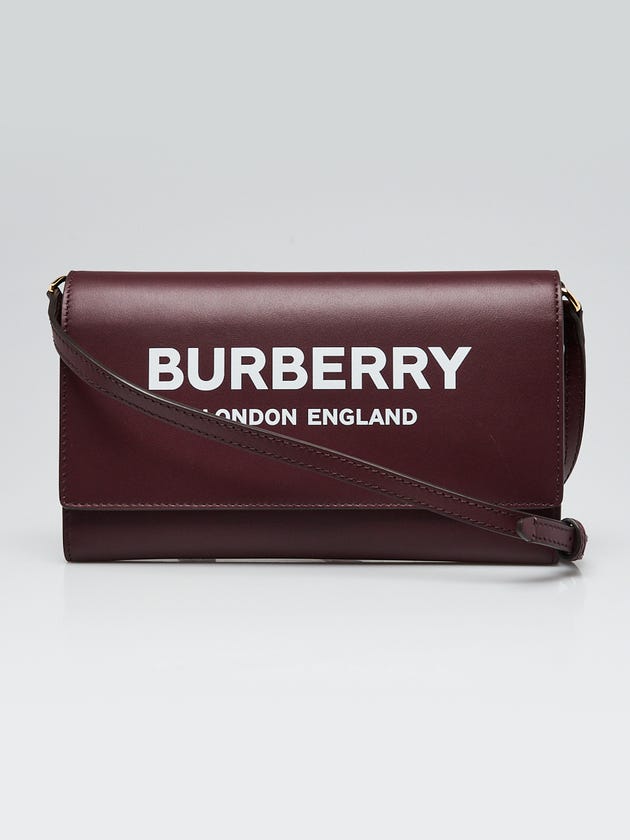 Burberry Mahogany Red Leather Hazelmere Wallet on Strap Bag