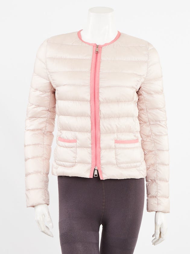 Moncler Pink Quilted Nylon Down Cristal Jacket Size 0/XS