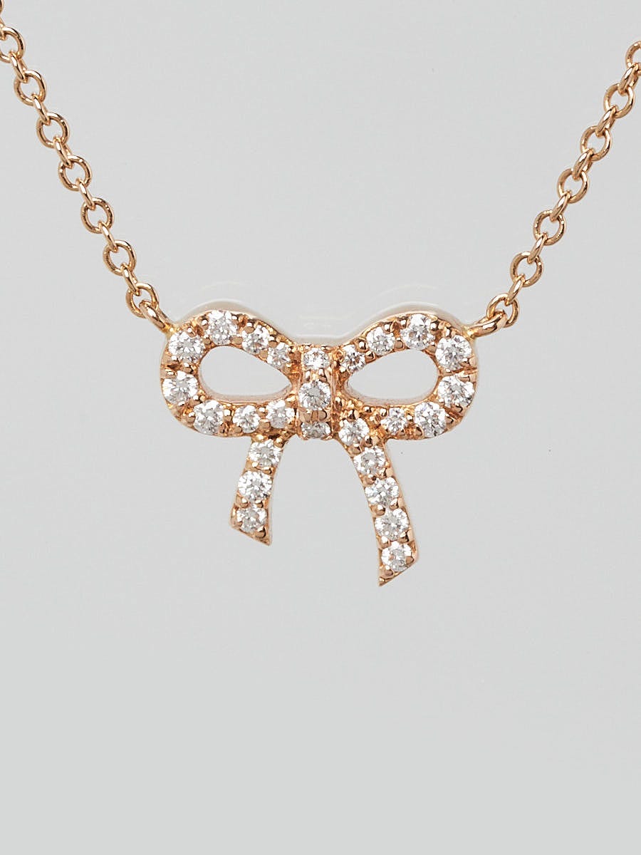 Tiffany & Co. 18k Rose Gold and Diamond Mini Bow Pendant