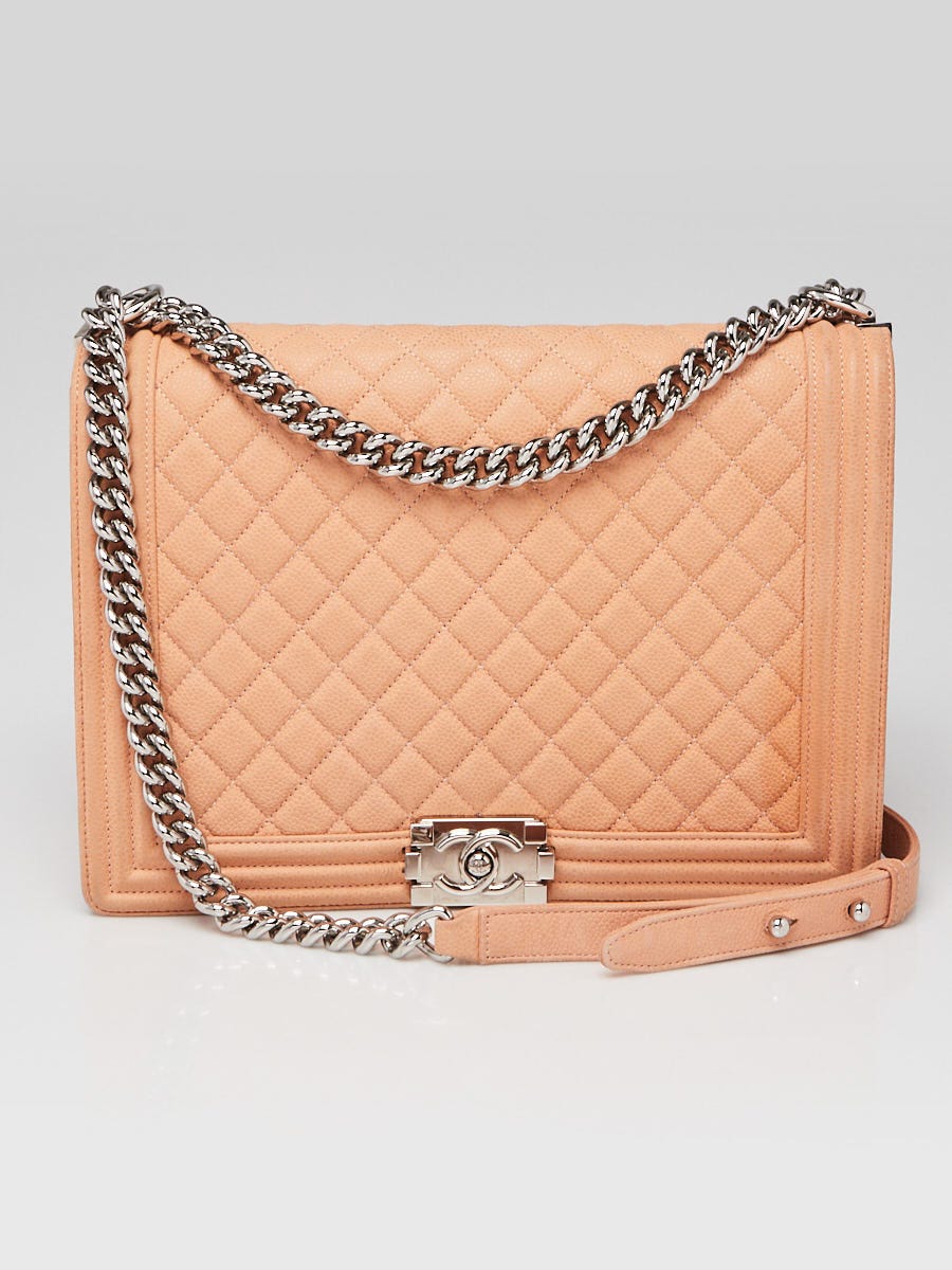 Chanel Beige Quilted Matte Caviar Leather Large Boy Bag - Yoogi's