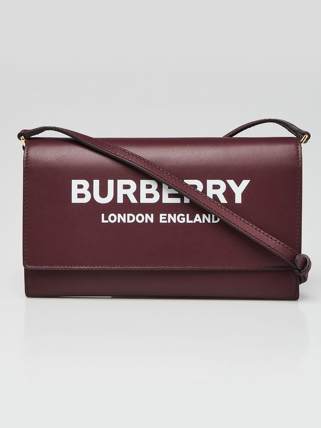 Burberry Mahogany Red Leather Hazelmere Wallet On Strap Bag