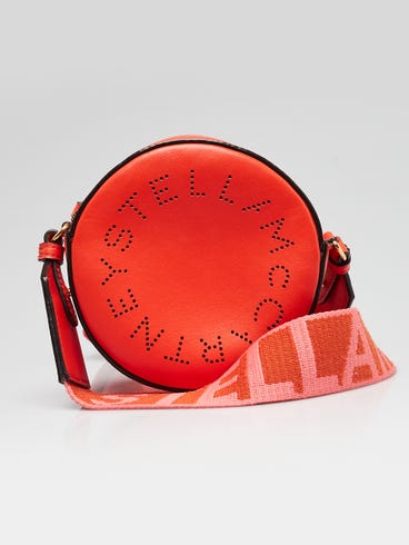 Stella McCartney Orange Faux Leather Mini Round Crossbody Bag