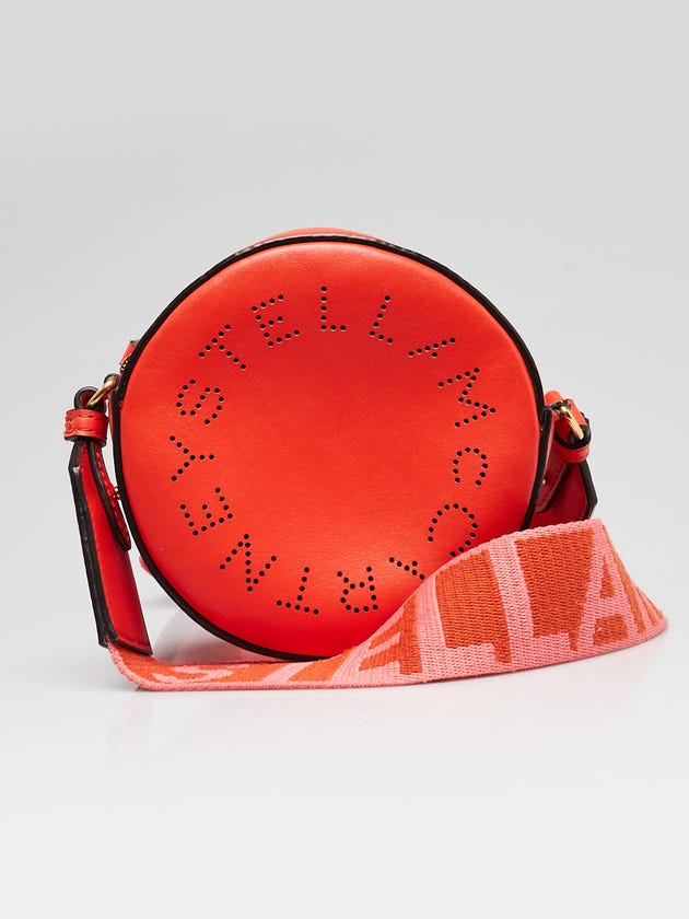 Stella McCartney Orange Faux Leather Mini Round Crossbody Bag