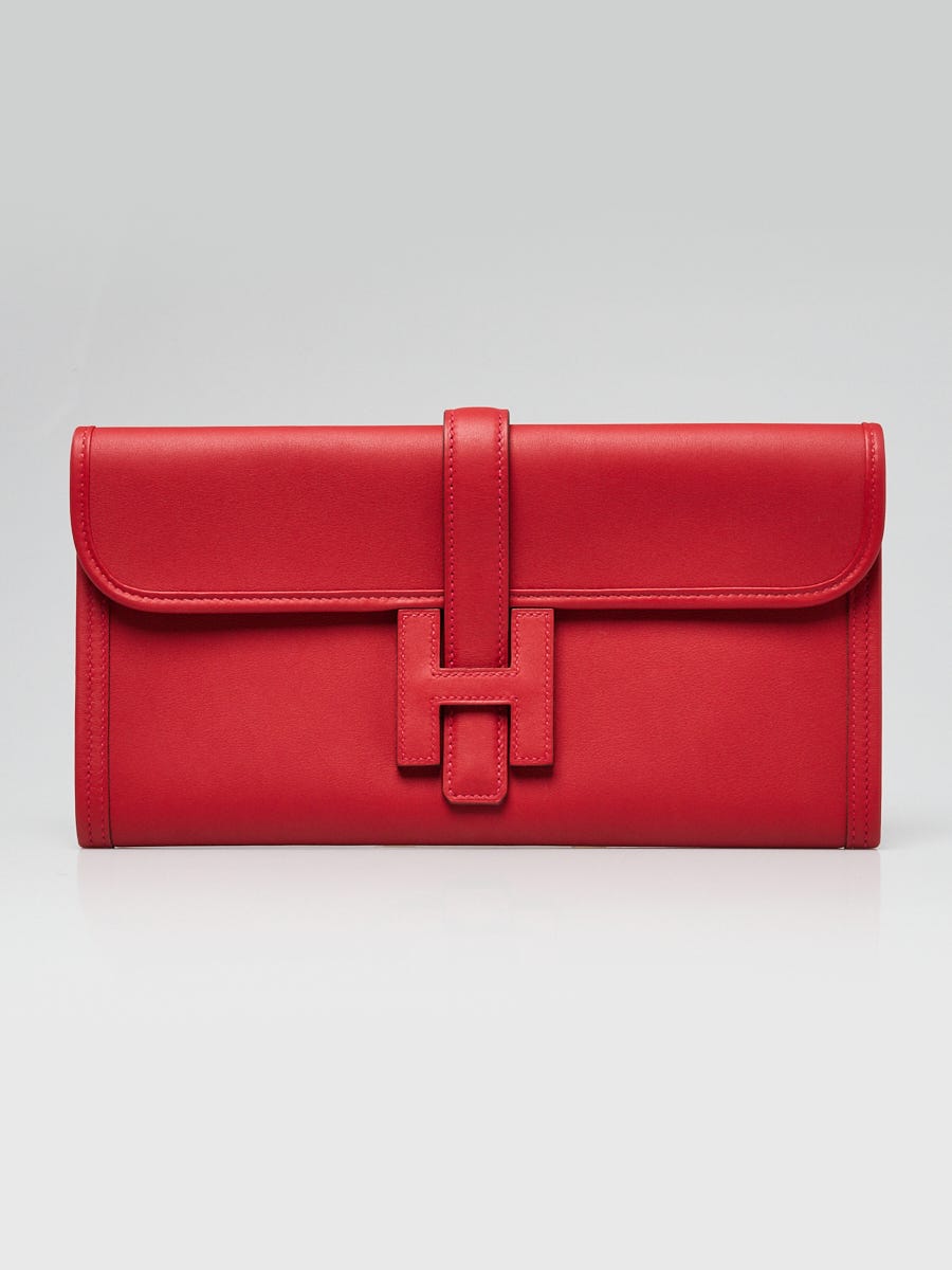 Hermes Rouge Piment Swift Leather Jige 29 Clutch Bag - Yoogi's Closet