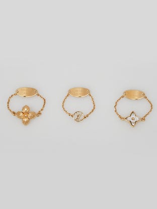 Louis Vuitton Goldtone/Silvertone Essential V Cuff Bracelet - Yoogi's Closet