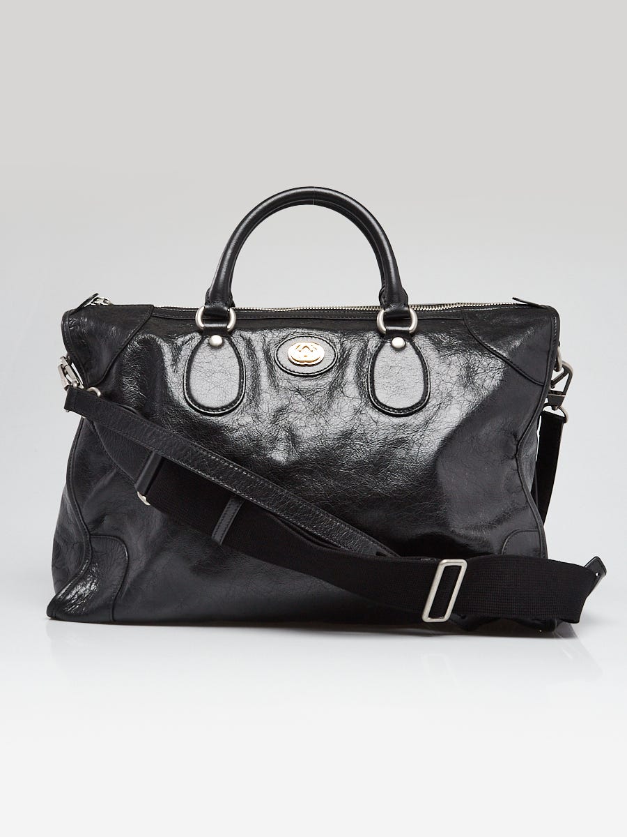 Gucci Black Textured Leather Morpheus Weekender Bag | Yoogi's Closet