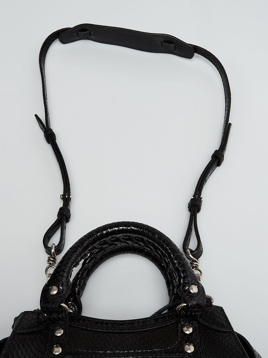 Balenciaga Black Snakeskin Embossed Leather Neo Classic Mini City Bag