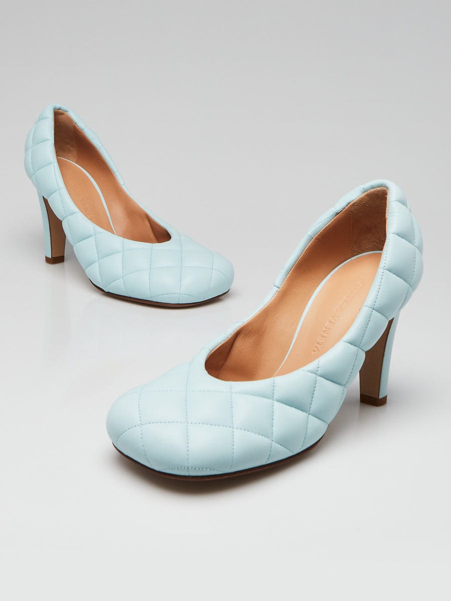 Bottega Veneta Light Blue Quilted Leather Pumps Size 4.5 35 Yoogi s Closet