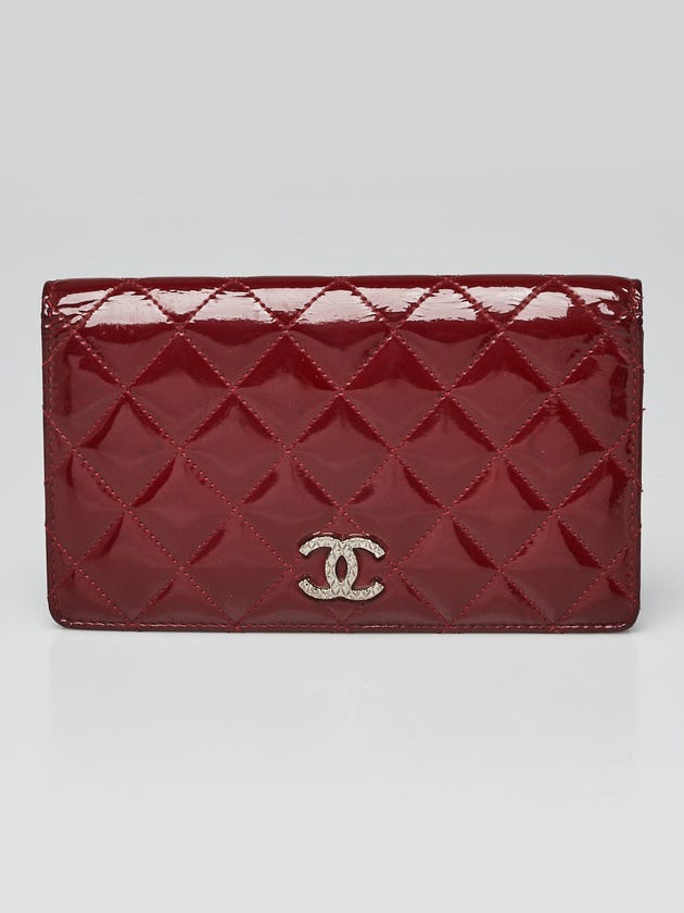 Chanel Red Quilted Patent Leather Brilliant L Yen Wallet