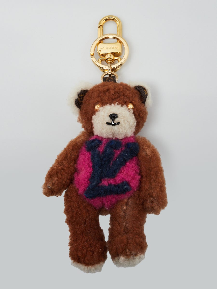 Louis Vuitton LV Teddy Bear Keyring and Bag Charm Brown Wood